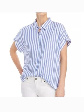 beachlunchlounge Kenzie Blue and White Striped Button-Up Shirt